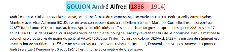 Mort GOUJON Andre Alfred texte