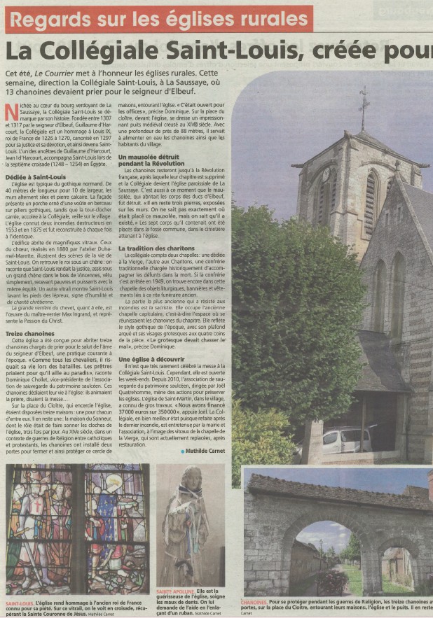 Histoire Collegiale Saint Louis Courrier Eure page 1